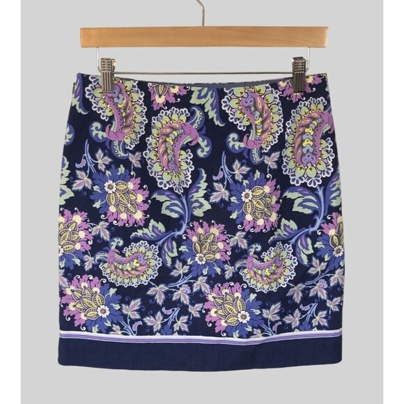 Talbots Petite Floral Paisley Mini Skirt Womens 4p Retro Colorful Easter Spring - Picture 3 of 9